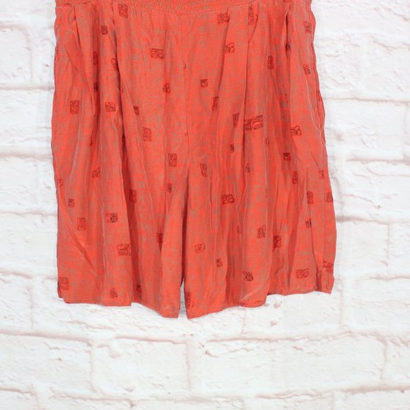 Out Of The Blue Orange Printed Silk High Waist Flowy Shorts Size Small - Picture 3 of 8